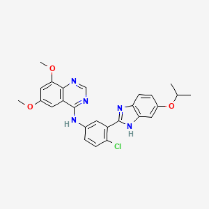molecular formula C26H24ClN5O3 B10834508 N-[4-chloro-3-(6-propan-2-yloxy-1H-benzimidazol-2-yl)phenyl]-6,8-dimethoxyquinazolin-4-amine 