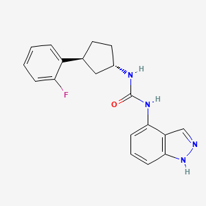 molecular formula C19H19FN4O B10834521 1-[(1S,3S)-3-(2-fluorophenyl)cyclopentyl]-3-(1H-indazol-4-yl)urea 