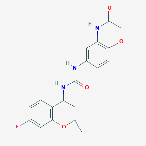 molecular formula C20H20FN3O4 B10834562 1-(7-fluoro-2,2-dimethyl-3,4-dihydrochromen-4-yl)-3-(3-oxo-4H-1,4-benzoxazin-6-yl)urea 