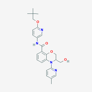 molecular formula C26H30N4O4 B10834607 N-[6-(2,2-dimethylpropoxy)pyridin-3-yl]-3-(hydroxymethyl)-4-(5-methylpyridin-2-yl)-2,3-dihydro-1,4-benzoxazine-8-carboxamide 