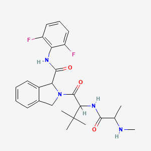 molecular formula C25H30F2N4O3 B10834632 N-(2,6-difluorophenyl)-2-[3,3-dimethyl-2-[2-(methylamino)propanoylamino]butanoyl]-1,3-dihydroisoindole-1-carboxamide 