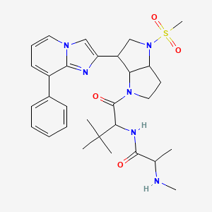 molecular formula C30H40N6O4S B10834648 N-[3,3-dimethyl-1-[4-methylsulfonyl-6-(8-phenylimidazo[1,2-a]pyridin-2-yl)-2,3,3a,5,6,6a-hexahydropyrrolo[3,2-b]pyrrol-1-yl]-1-oxobutan-2-yl]-2-(methylamino)propanamide 