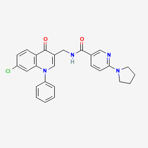 molecular formula C26H23ClN4O2 B10834668 N-(7-Chloro-4-oxo-1-phenyl-1,4-dihydro-quinolin-3-ylmethyl)-6-pyrrolidin-1-yl-nicotin-amide 