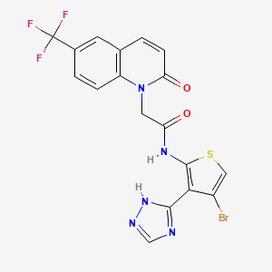 molecular formula C18H11BrF3N5O2S B10834714 n-(4-Bromo-3-(1h-1,2,4-triazol-5-yl)thiophen-2-yl)-2-(2-oxo-6-(trifluoromethyl)quinolin-1(2h)-yl)acetamide 