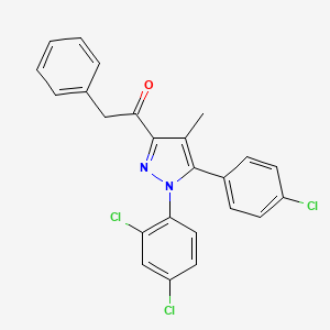 molecular formula C24H17Cl3N2O B10834723 1-[5-(4-Chlorophenyl)-1-(2,4-dichlorophenyl)-4-methylpyrazol-3-yl]-2-phenylethanone 