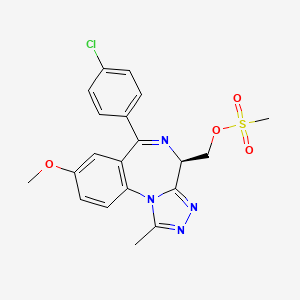 molecular formula C20H19ClN4O4S B10834779 Preparation of (R)-(6-(4-chlorophenyl)-8-methoxy-1-methyl-4H-benzo[f]-[1,2,4]triazolo[4,3-a][1,4]diazepin-4-yl)methyl methanesulfonate 