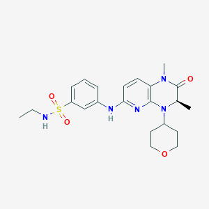 molecular formula C22H29N5O4S B10834808 3-[[(3R)-1,3-dimethyl-4-(oxan-4-yl)-2-oxo-3H-pyrido[2,3-b]pyrazin-6-yl]amino]-N-ethylbenzenesulfonamide 