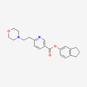 molecular formula C21H24N2O3 B10834843 2,3-dihydro-1H-inden-5-yl 6-(2-morpholin-4-ylethyl)pyridine-3-carboxylate 