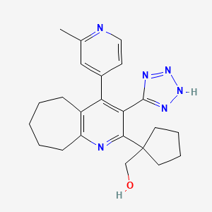 molecular formula C23H28N6O B10834850 [1-[4-(2-methylpyridin-4-yl)-3-(2H-tetrazol-5-yl)-6,7,8,9-tetrahydro-5H-cyclohepta[b]pyridin-2-yl]cyclopentyl]methanol 