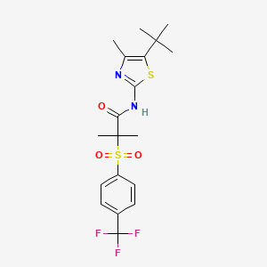 molecular formula C19H23F3N2O3S2 B10834883 N-(5-tert-butyl-4-methyl-1,3-thiazol-2-yl)-2-methyl-2-[4-(trifluoromethyl)phenyl]sulfonylpropanamide 