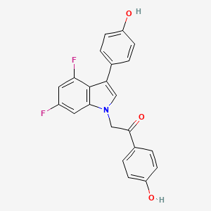 molecular formula C22H15F2NO3 B10834892 2-[4,6-Difluoro-3-(4-hydroxyphenyl)indol-1-yl]-1-(4-hydroxyphenyl)ethanone 