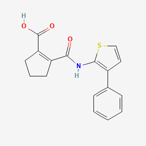 molecular formula C17H15NO3S B10834895 2-(3-Phenyl-thiophen-2-ylcarbamoyl)-cyclopent-1-enecarboxylic acid 