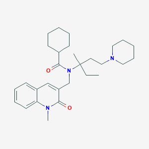 molecular formula C29H43N3O2 B10835001 rac-N-(3-methyl-1-(piperidin-1-yl)pentan-3-yl)-N-((1-methyl-2-oxo-1,2-dihydroquinolin-3-yl)methyl)cyclohexanecarboxamide 
