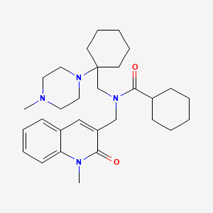 molecular formula C30H44N4O2 B10835025 N-((1-methyl-2-oxo-1,2-dihydroquinolin-3-yl)methyl)-N-((1-(4-methylpiperazin-1-yl)cyclohexyl)methyl)cyclohexanecarboxamide 