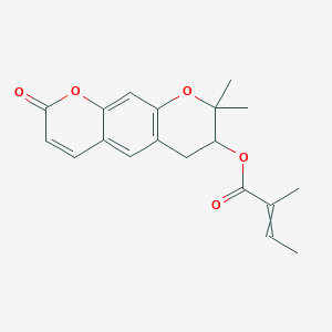 molecular formula C19H20O5 B10835041 2,2-dimethyl-8-oxo-3H,4H-pyrano[3,2-g]chromen-3-yl (2E)-2-methylbut-2-enoate 