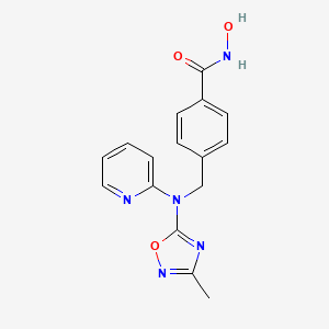 molecular formula C16H15N5O3 B10835050 N-hydroxy-4-[[(3-methyl-1,2,4-oxadiazol-5-yl)-pyridin-2-ylamino]methyl]benzamide 
