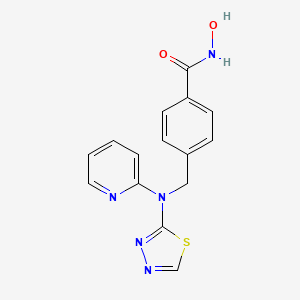 molecular formula C15H13N5O2S B10835099 N-hydroxy-4-[[pyridin-2-yl(1,3,4-thiadiazol-2-yl)amino]methyl]benzamide 