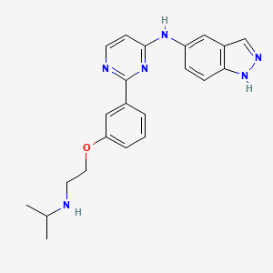 molecular formula C22H24N6O B10835103 N-(2-(3-(2-(isopropylamino)ethoxy)phenyl)pyrimidin-4-yl)-1H-indazol-5-amine 