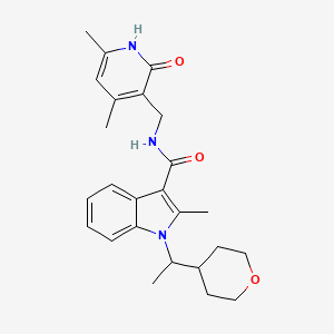 molecular formula C25H31N3O3 B10835187 N-[(4,6-dimethyl-2-oxo-1H-pyridin-3-yl)methyl]-2-methyl-1-[1-(oxan-4-yl)ethyl]indole-3-carboxamide 