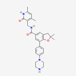 molecular formula C29H34N4O3 B10835194 N-[(4,6-dimethyl-2-oxo-1H-pyridin-3-yl)methyl]-2,2-dimethyl-7-(4-piperazin-1-ylphenyl)-3H-1-benzofuran-5-carboxamide 