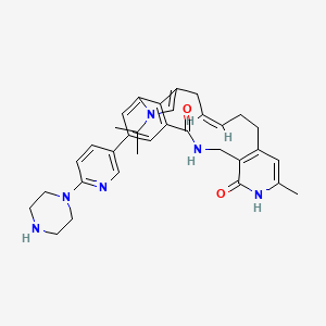 molecular formula C33H38N6O2 B10835198 (13E)-8-methyl-21-(6-piperazin-1-ylpyridin-3-yl)-18-propan-2-yl-3,7,18-triazatetracyclo[14.6.1.05,10.019,23]tricosa-1(23),5(10),8,13,16,19,21-heptaene-2,6-dione 