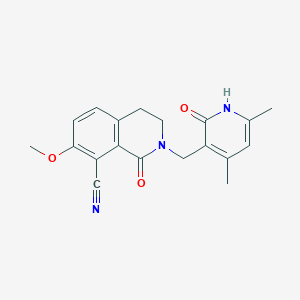 molecular formula C19H19N3O3 B10835217 2-[(1,2-Dihydro-4,6-dimethyl-2-oxo-3-pyridinyl)methyl]-1,2,3,4-tetrahydro-7-methoxy-1-oxo-8-isoquinolinecarbonitrile 