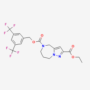 molecular formula C20H19F6N3O4 B10835229 5-(3,5-bis(trifluoromethyl)benzyl) 2-ethyl 7,8-dihydro-4H-pyrazolo[1,5-a][1,4]diazepine-2,5(6H)-dicarboxylate 