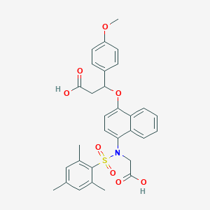 molecular formula C31H31NO8S B10835232 3-[4-[Carboxymethyl-(2,4,6-trimethylphenyl)sulfonylamino]naphthalen-1-yl]oxy-3-(4-methoxyphenyl)propanoic acid 