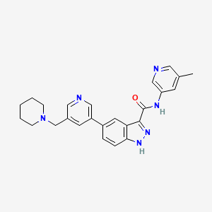 molecular formula C25H26N6O B10835287 N-(5-methylpyridin-3-yl)-5-[5-(piperidin-1-ylmethyl)pyridin-3-yl]-1H-indazole-3-carboxamide 