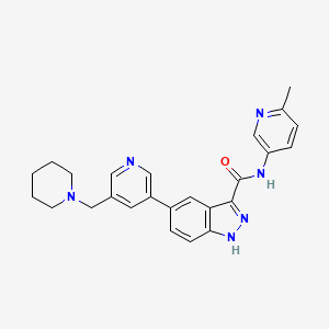 molecular formula C25H26N6O B10835298 N-(6-methylpyridin-3-yl)-5-[5-(piperidin-1-ylmethyl)pyridin-3-yl]-1H-indazole-3-carboxamide 