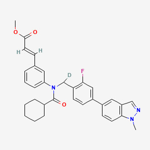 molecular formula C32H32FN3O3 B10835433 methyl (E)-3-[3-[cyclohexanecarbonyl-[deuterio-[2-fluoro-4-(1-methylindazol-5-yl)phenyl]methyl]amino]phenyl]prop-2-enoate 