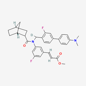 molecular formula C33H34F2N2O3 B10835445 methyl (E)-3-[3-[[(1R,4S)-bicyclo[2.2.1]heptane-2-carbonyl]-[deuterio-[4-[4-(dimethylamino)phenyl]-2-fluorophenyl]methyl]amino]-5-fluorophenyl]prop-2-enoate 