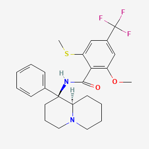 molecular formula C25H29F3N2O2S B10835460 N-[(1S,9aR)-1-phenyl-2,3,4,6,7,8,9,9a-octahydroquinolizin-1-yl]-2-methoxy-6-methylsulfanyl-4-(trifluoromethyl)benzamide 
