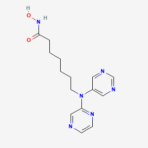 molecular formula C15H20N6O2 B10835492 N-hydroxy-7-[pyrazin-2-yl(pyrimidin-5-yl)amino]heptanamide 
