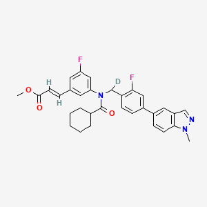 molecular formula C32H31F2N3O3 B10835507 methyl (E)-3-[3-[cyclohexanecarbonyl-[deuterio-[2-fluoro-4-(1-methylindazol-5-yl)phenyl]methyl]amino]-5-fluorophenyl]prop-2-enoate 