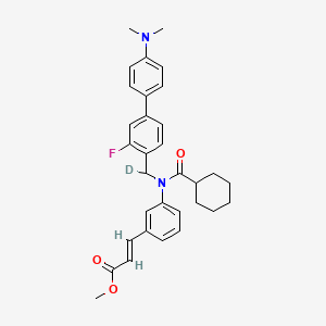 molecular formula C32H35FN2O3 B10835519 methyl (E)-3-[3-[cyclohexanecarbonyl-[deuterio-[4-[4-(dimethylamino)phenyl]-2-fluorophenyl]methyl]amino]phenyl]prop-2-enoate 