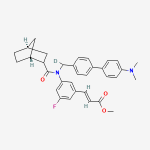 molecular formula C33H35FN2O3 B10835536 methyl (E)-3-[3-[[(1R,4S)-bicyclo[2.2.1]heptane-2-carbonyl]-[deuterio-[4-[4-(dimethylamino)phenyl]phenyl]methyl]amino]-5-fluorophenyl]prop-2-enoate 