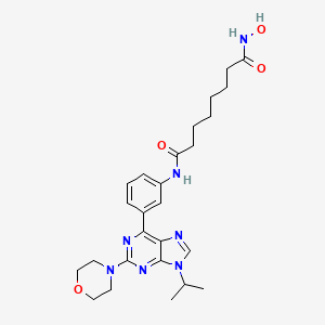 molecular formula C26H35N7O4 B10835542 N'-hydroxy-N-[3-(2-morpholin-4-yl-9-propan-2-ylpurin-6-yl)phenyl]octanediamide 
