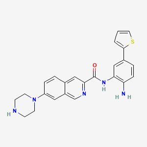 molecular formula C24H23N5OS B10835547 N-(2-amino-5-thiophen-2-ylphenyl)-7-piperazin-1-ylisoquinoline-3-carboxamide 