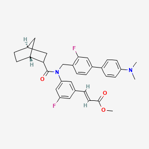 molecular formula C33H34F2N2O3 B10835562 methyl (E)-3-[3-[[(1R,4S)-bicyclo[2.2.1]heptane-2-carbonyl]-[[4-[4-(dimethylamino)phenyl]-2-fluorophenyl]methyl]amino]-5-fluorophenyl]prop-2-enoate 