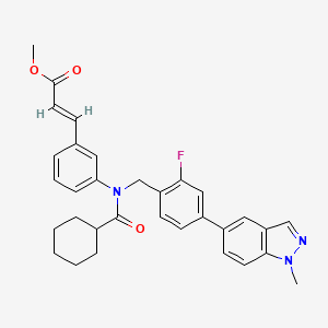 molecular formula C32H32FN3O3 B10835570 methyl (E)-3-[3-[cyclohexanecarbonyl-[[2-fluoro-4-(1-methylindazol-5-yl)phenyl]methyl]amino]phenyl]prop-2-enoate 