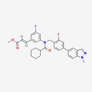 molecular formula C32H31F2N3O3 B10835586 methyl (E)-3-[3-[cyclohexanecarbonyl-[[2-fluoro-4-(1-methylindazol-5-yl)phenyl]methyl]amino]-5-fluorophenyl]prop-2-enoate 