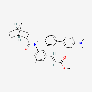 molecular formula C33H35FN2O3 B10835632 methyl (E)-3-[3-[[(1R,4S)-bicyclo[2.2.1]heptane-2-carbonyl]-[[4-[4-(dimethylamino)phenyl]phenyl]methyl]amino]-5-fluorophenyl]prop-2-enoate 