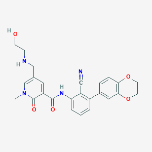 molecular formula C25H24N4O5 B10835657 N-[2-cyano-3-(2,3-dihydro-1,4-benzodioxin-6-yl)phenyl]-5-[(2-hydroxyethylamino)methyl]-1-methyl-2-oxopyridine-3-carboxamide 