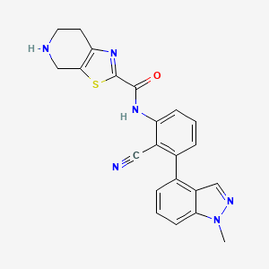 molecular formula C22H18N6OS B10835674 N-[2-cyano-3-(1-methylindazol-4-yl)phenyl]-4,5,6,7-tetrahydro-[1,3]thiazolo[5,4-c]pyridine-2-carboxamide 