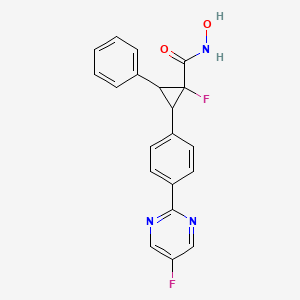 molecular formula C20H15F2N3O2 B10835716 1-fluoro-2-[4-(5-fluoropyrimidin-2-yl)phenyl]-N-hydroxy-3-phenylcyclopropane-1-carboxamide 