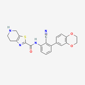 molecular formula C22H18N4O3S B10835725 N-[2-cyano-3-(2,3-dihydro-1,4-benzodioxin-6-yl)phenyl]-4,5,6,7-tetrahydro-[1,3]thiazolo[5,4-c]pyridine-2-carboxamide 