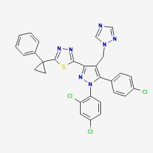 molecular formula C29H20Cl3N7S B10835738 2-(4-((1h-1,2,4-Triazol-1-yl)methyl)-5-(4-chlorophenyl)-1-(2,4-dichlorophenyl)-1h-pyrazol-3-yl)-5-(1-phenylcyclopropyl)-1,3,4-thiadiazole 