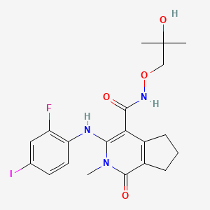 molecular formula C20H23FIN3O4 B10835888 3-(2-fluoro-4-iodoanilino)-N-(2-hydroxy-2-methylpropoxy)-2-methyl-1-oxo-6,7-dihydro-5H-cyclopenta[c]pyridine-4-carboxamide 
