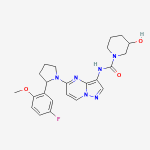 molecular formula C23H27FN6O3 B10835965 N-[5-[2-(5-fluoro-2-methoxyphenyl)pyrrolidin-1-yl]pyrazolo[1,5-a]pyrimidin-3-yl]-3-hydroxypiperidine-1-carboxamide 